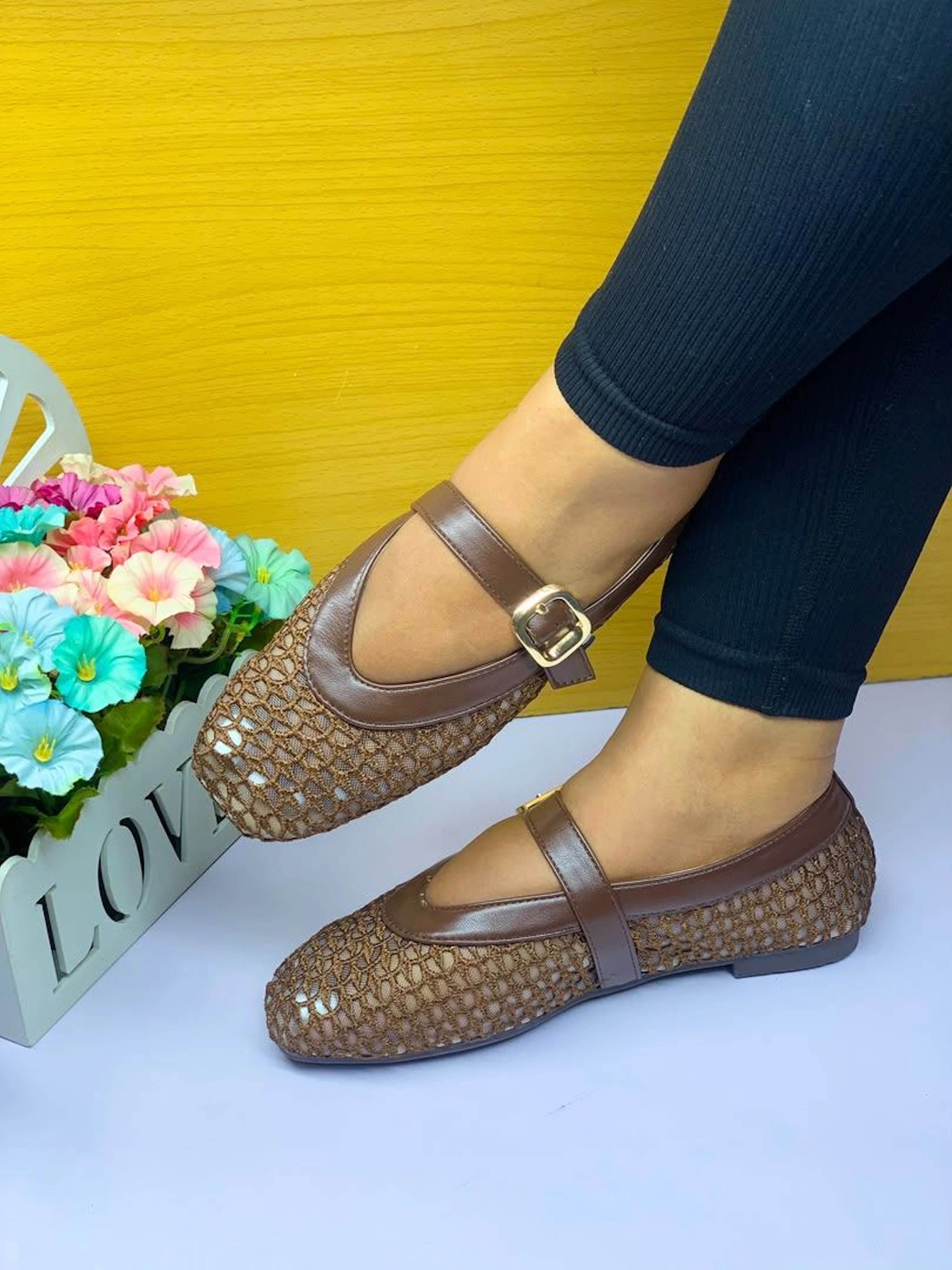 Viatu vya Kike vya Crochet - Lattice Mary Jane Flats (Sizes 37-41)