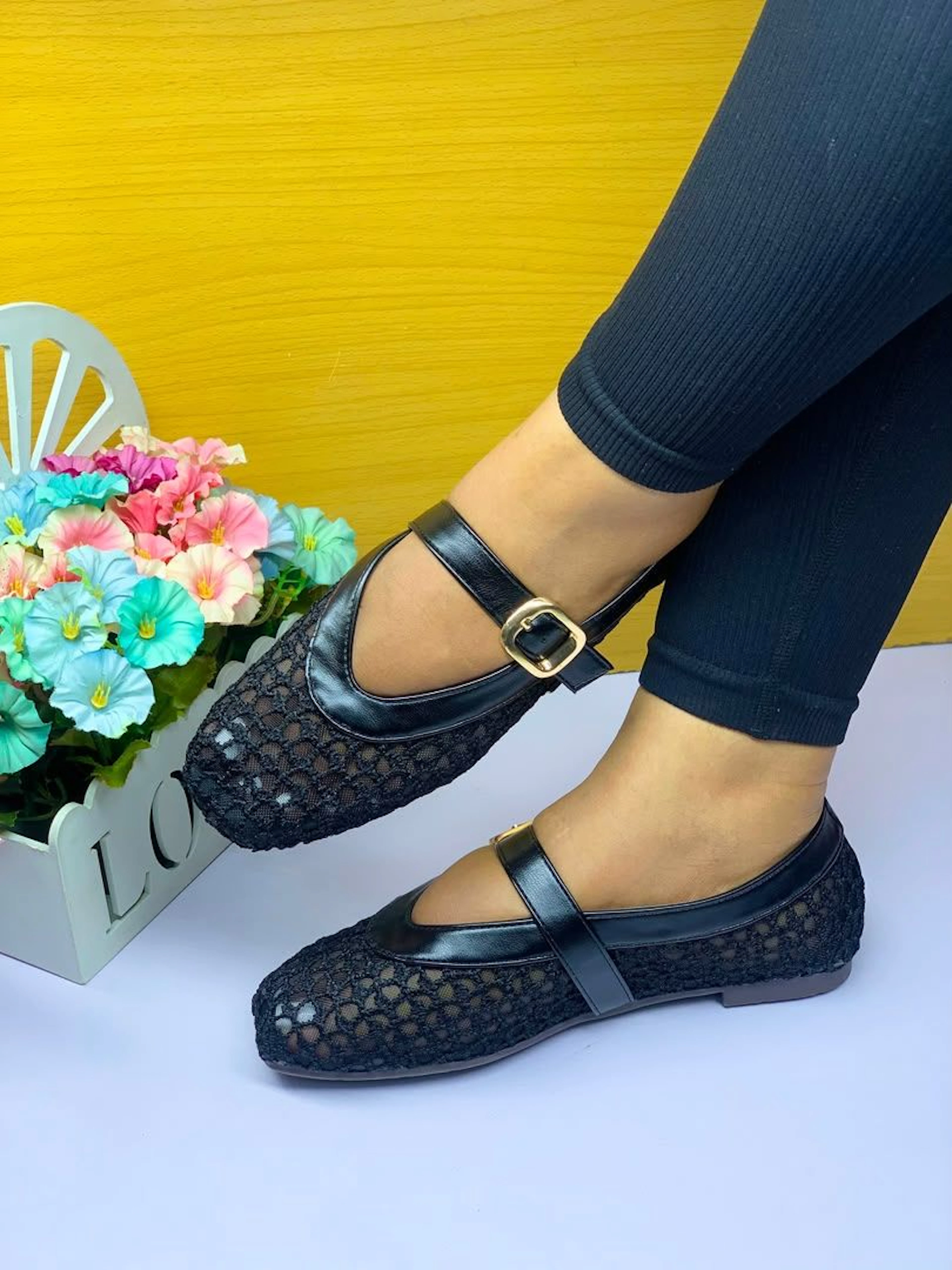Viatu vya Kike vya Crochet - Lattice Mary Jane Flats (Sizes 37-41) 2